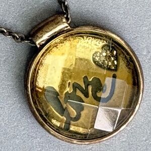 VINTAGE LUCKY BRAND Necklace Love Slider Pendant Antique Gold Chain